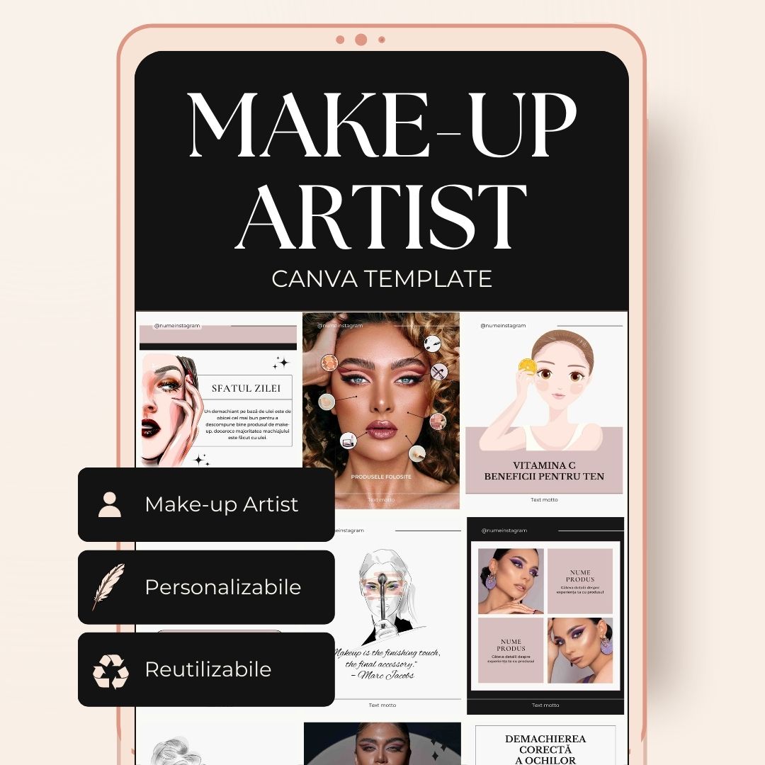 Template Postari Social Media pentru MAke-up Artist - set 1