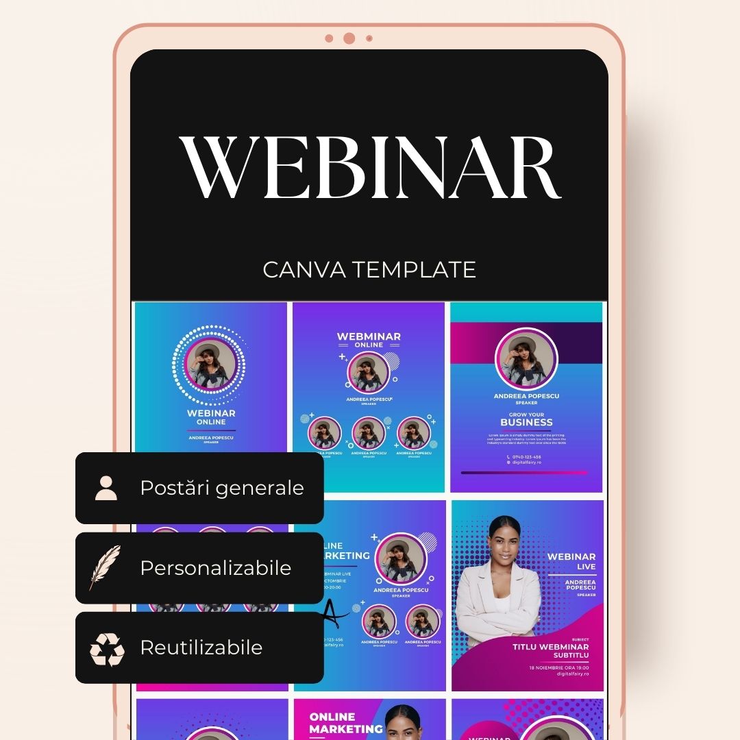 Template Postari Social Media pentru Webinar - set 1