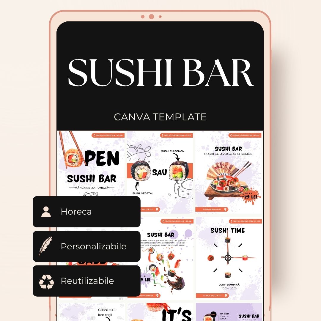 Template Postari Social Media pentru Sushi Bar